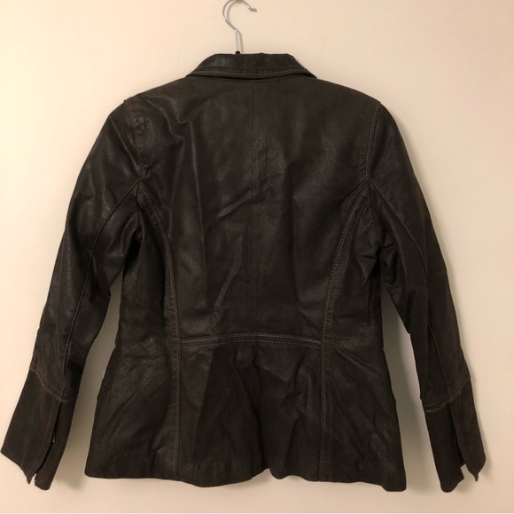 NWT Danier Dark Brown Crackled Leather Jacket - Picture 7 of 7